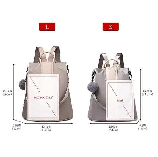 
Women Backpack Purse Waterproof Nylon Anti-theft Rucksack Lightweight Shoulder Bag 