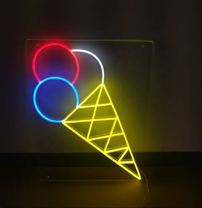 Led Neon Lights Ice Cream Neon Sign RGB Multi Dropshipping Custom Neon Sweet 12 25 Outdoor Advertising Sign 12V DC 2 Years