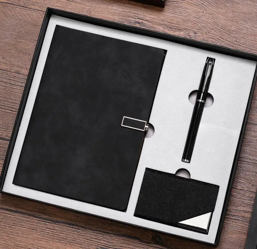 2019 высококачественный рекламный оптовый блокнот из искусственной кожи a5 и ручка с именной карточкой, шариковая ручка для бизнеса и подарочный набор для блокнота