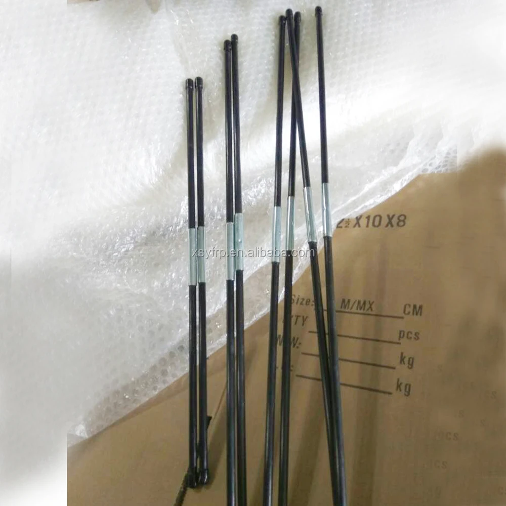 Folding Outdoor Vinyl Resin Material Fiberglass Rod Camping Tent Pole with Aluminum ferrule on one side