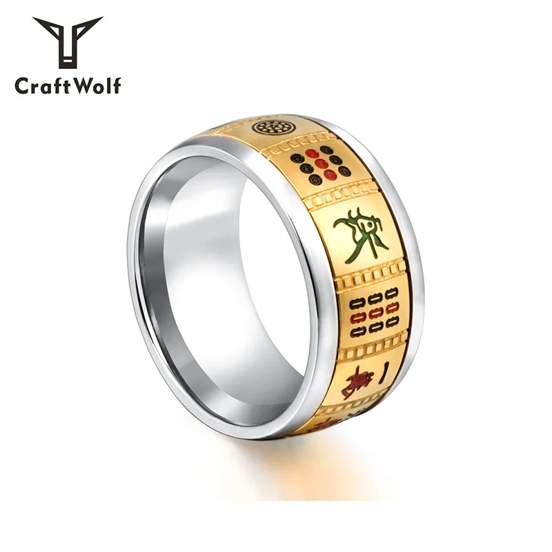 Craft Wolf New Hot Sale Chinese StyleJewelry Unique Design Chess symbol Mahjong Ring For Young