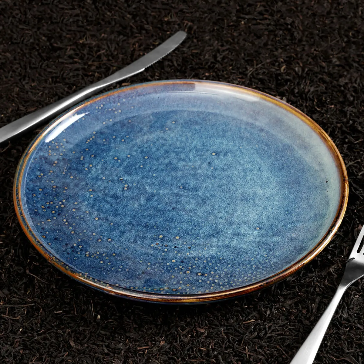  Прямая поставка с фабрики оптовая продажа голубое керамическое блюдо для отеля набор керамических обеденных тарелок экологически чистые фарфоровые тарелки