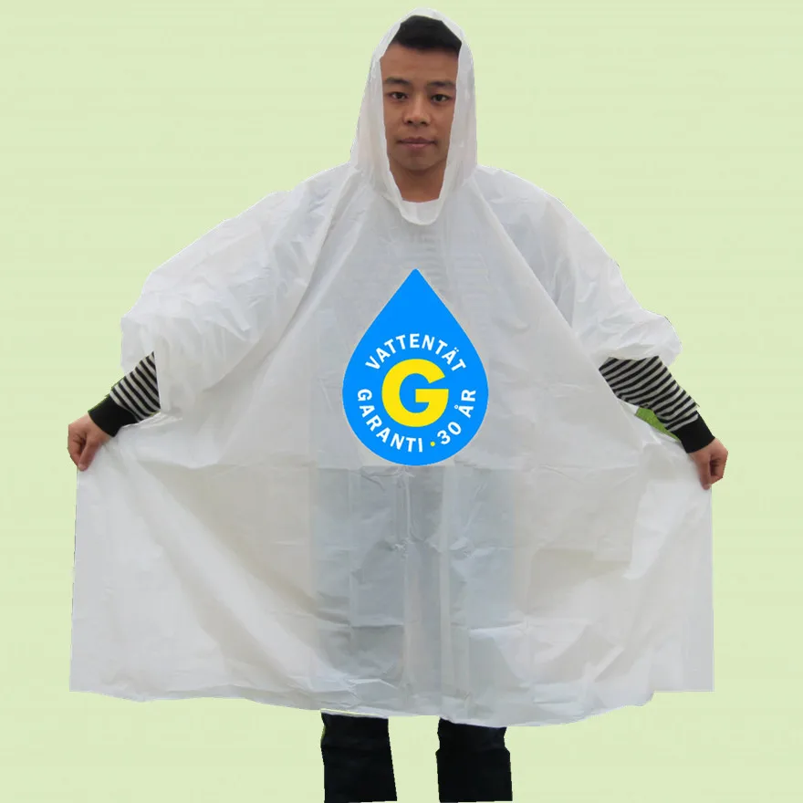 
Promotion pe plastic emergency rain poncho raincoat 