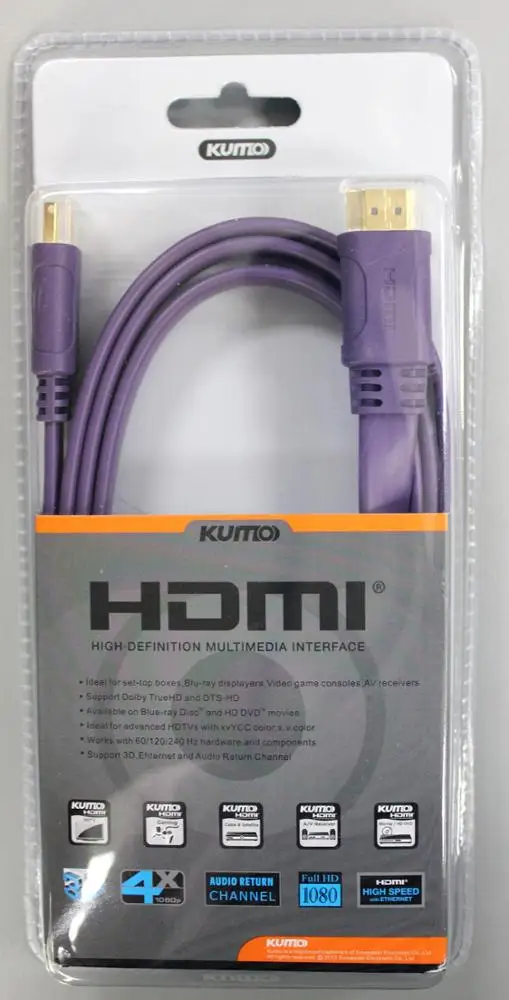 Flat HDMI cable Gold connector high speed with Ethenet for HDTV BLURAY PS3 XBOX 360