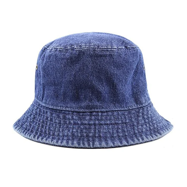 High Quality sun hat jeans Washed Cotton custom denim bucket hat