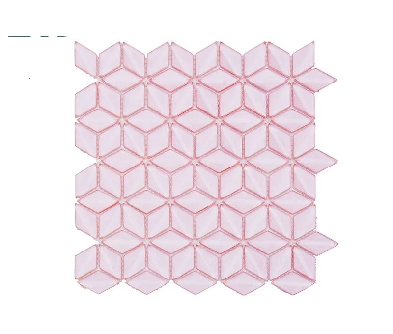 Living Room Wall Tile Rhombus Backsplash Iridescent Glass Mosaic