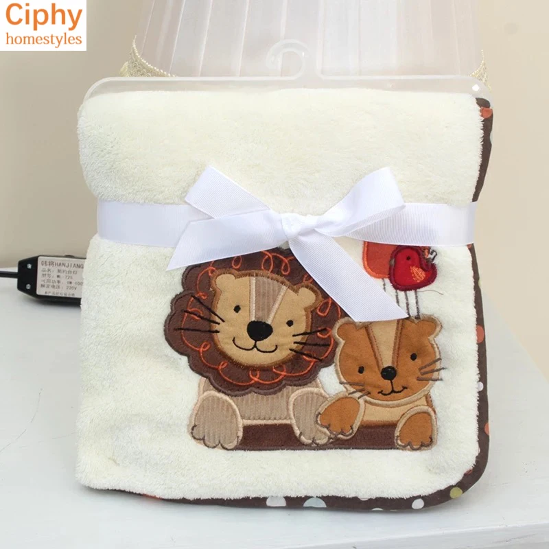 
Embroidery Plush Blanket Plush Toys Children Coral Fleece Baby Warm Blankets As Gift 