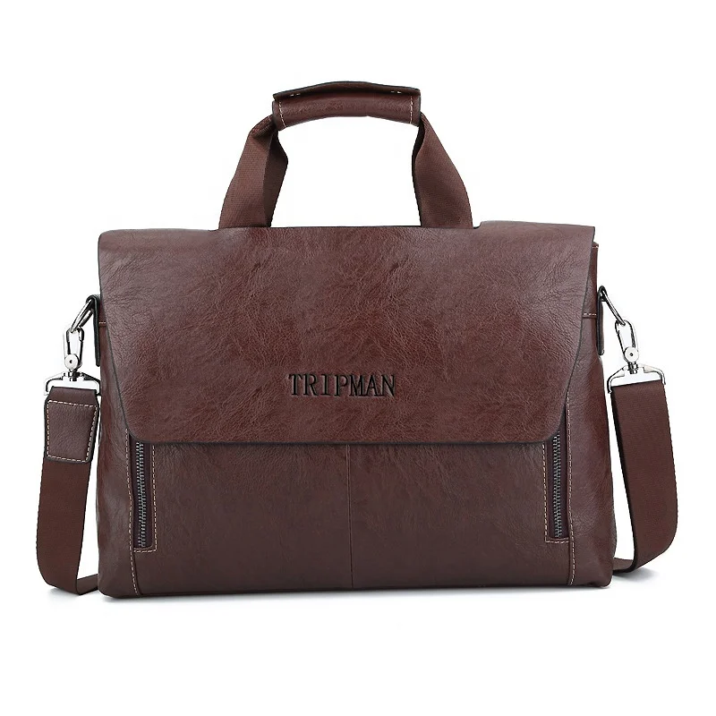 TRIPMAN Fashionable Mens Briefcases PU Leather Handbag Large Capacity Laptop Business Executive For Lawyers Male