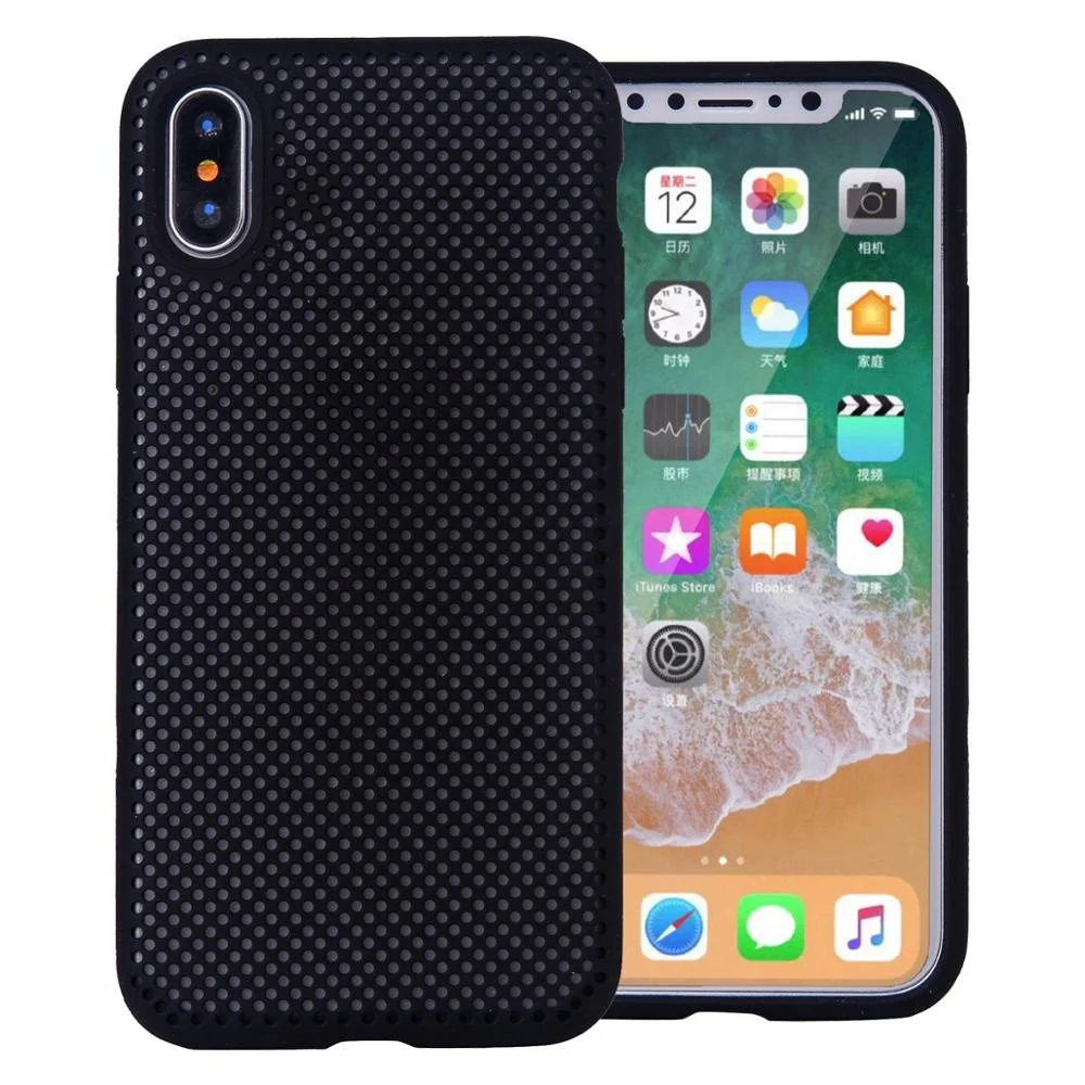 
For iPhone Xs Max Soft Slim Liquid Silicone Phone Case, Breathable Mesh Dot Holes Heat Dissipation Protective Back Cover Case 
