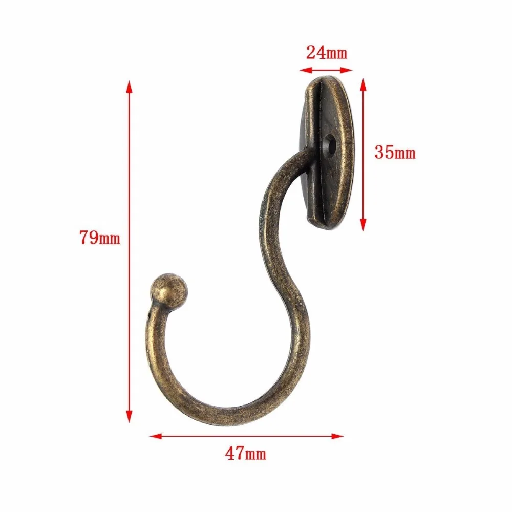 10-Pack Rustic Vintage Wall Mount Screw In Coat Clothes Towel Robe Hat Key Bag Holder Hange Hook