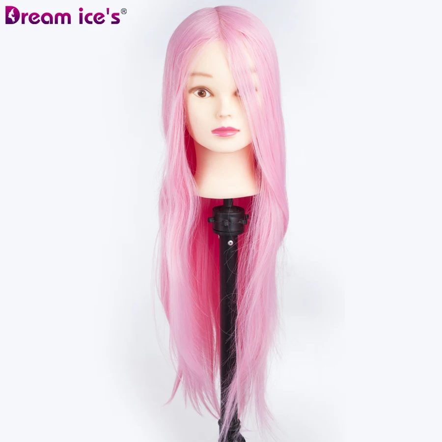 Styling Training Head Long Straight Synthetic Fiber Hair Manikin Cosmetology Doll Head For Hair Practice And Hairdressing