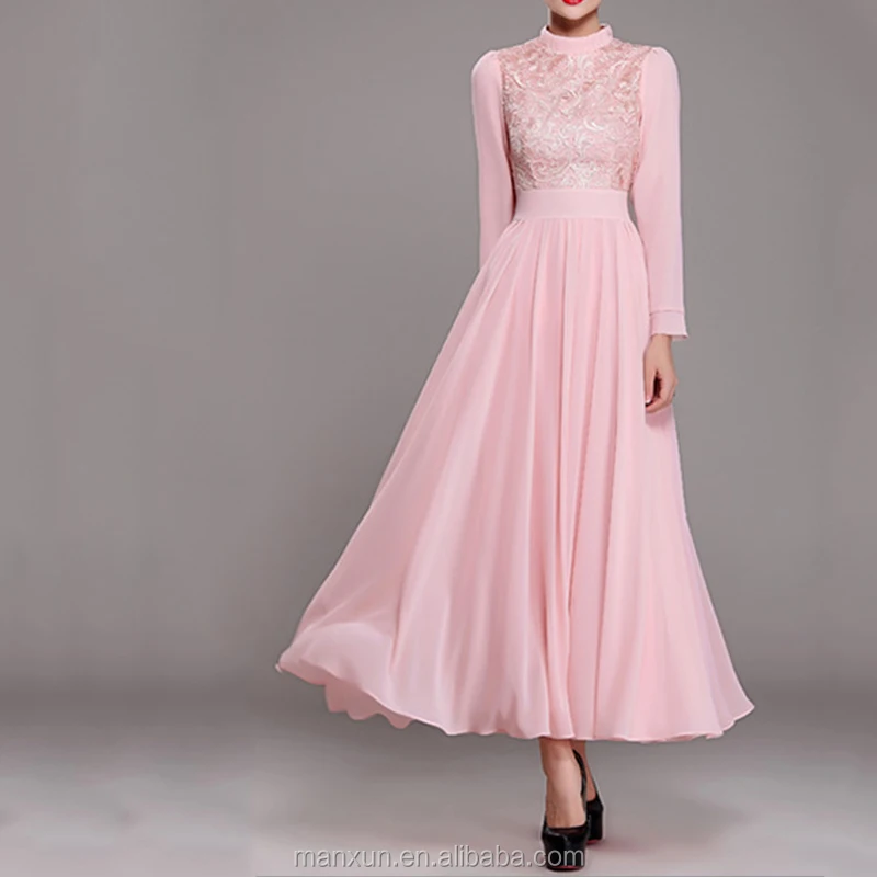 Islamic Women Abaya with Lace Muslim Clothing Wholesale Silk Route Abaya Dress