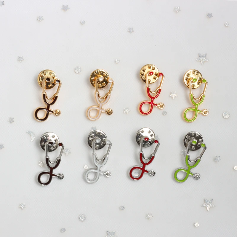 Doctor Nurse Mini Stethoscope Medical Brooch Colorful Enamel Lapel pin