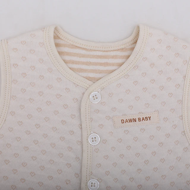 
High quality organic cotton unisex infant to toddler spring autumn baby vest waistcoat with button 