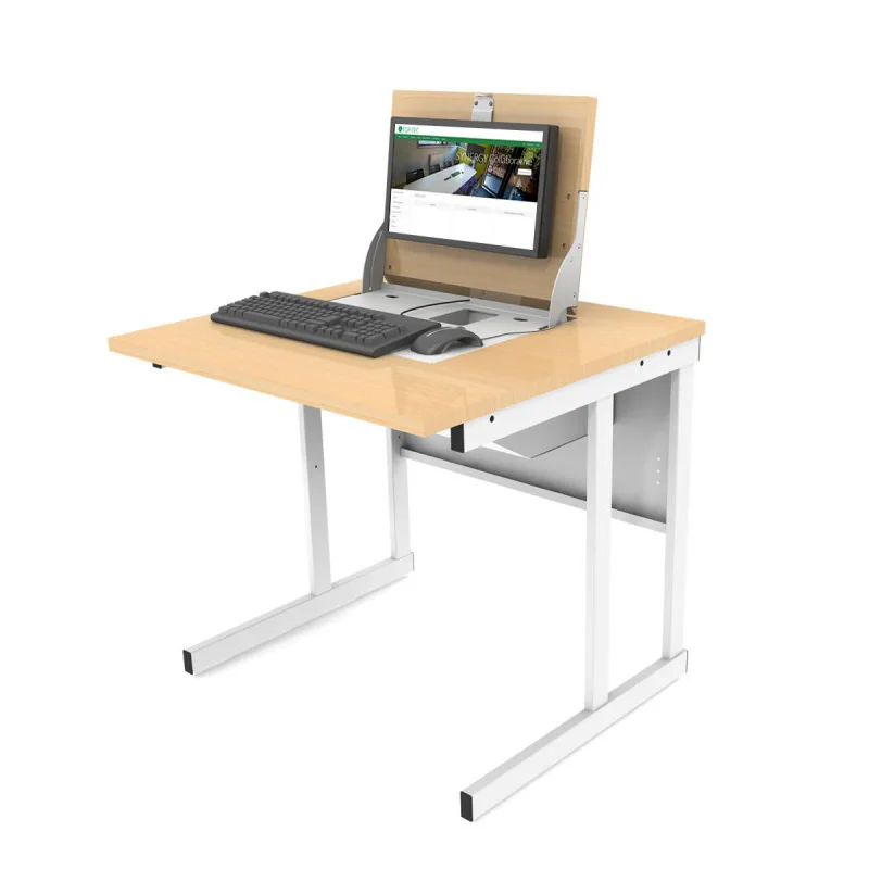 Flip Top Wooden 2 Person Computer Table with Metal Frame