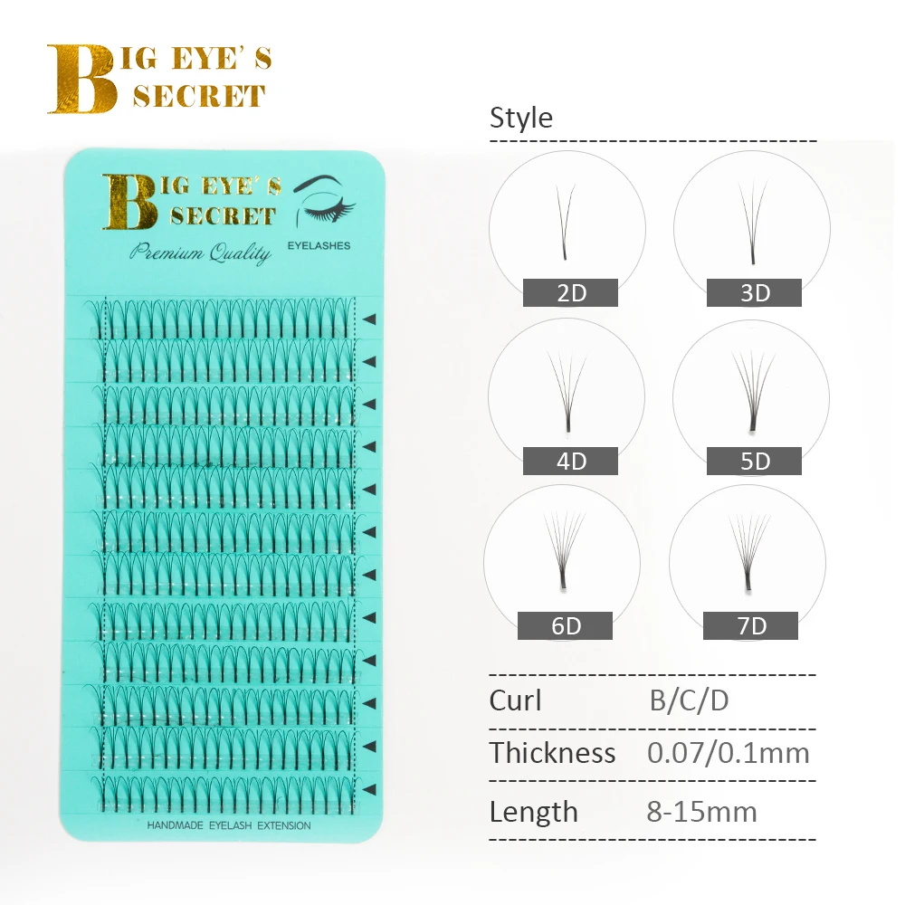 
Wholesale Premade Fan 5D Long Stem Natural Russian Volume Lashes Hand-made Black Faux Mink Premium Eyelash Extension 
