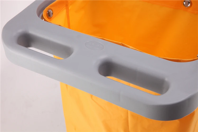 High quality commercial yellow vinyl bag plastic cleaning trolley cart