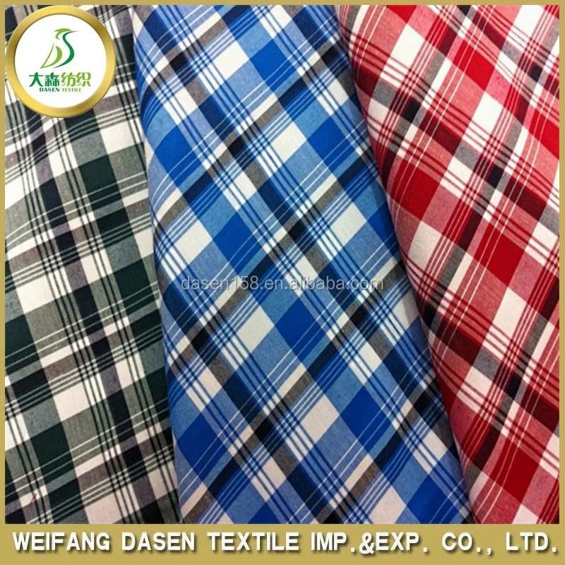 cotton check shirt fabric cotton fabric manufacturer 100% cotton yarn dyed shirting fabric