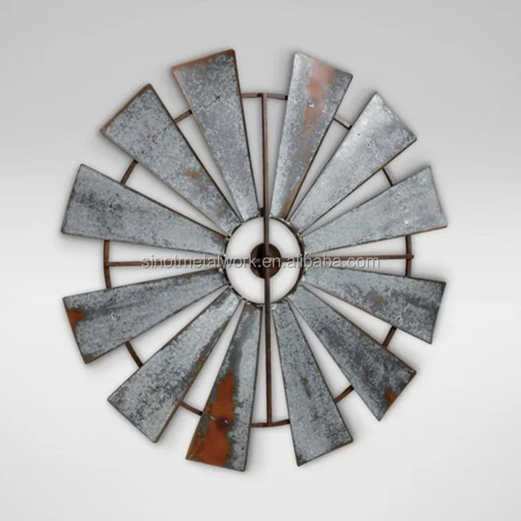 
Farmhouse metal windmill wall decor 39 inch round gift rustic windmill blades 