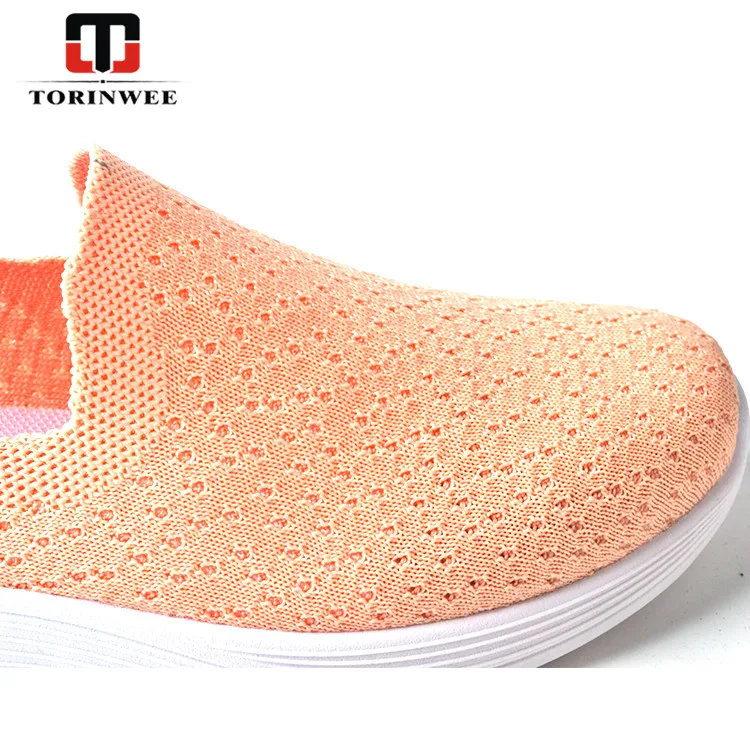 Professional manufacture cheap knit flat ladies shoes