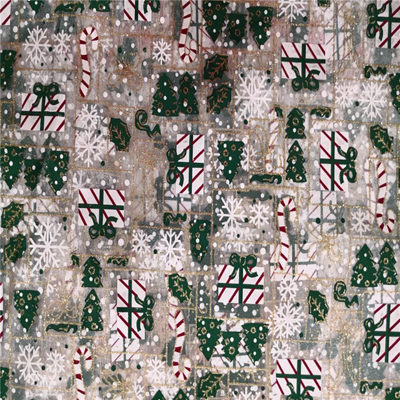 Рождественская Ткань органзы из 100% полиэстера с цифровым принтом