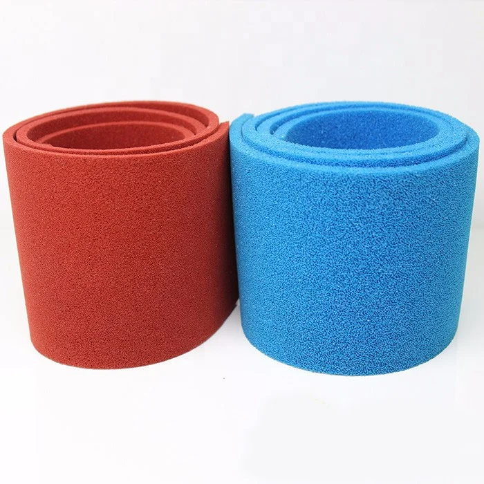 Red blue open celled silicone sponge rubber