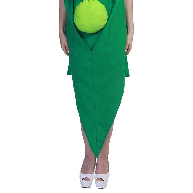 Cute custom mascot costumes for women green hooded costume Adult Pea jumpsuit for Halloween carnival