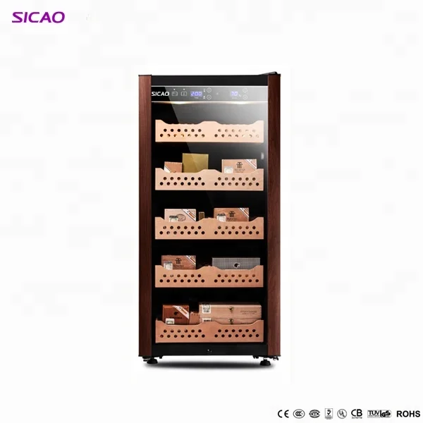 wooden luxury wholesale refrigerated storage electric automatic case gift box glass electrical electronic cigar humidor cabinet