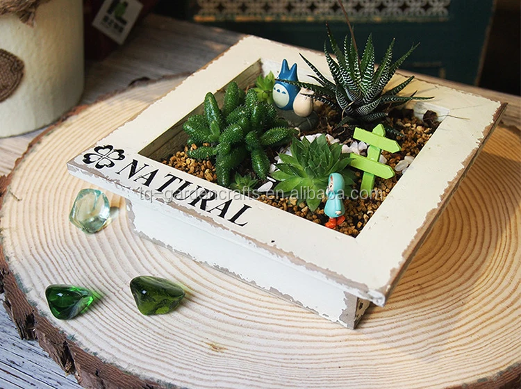 Custom succulent wooden box planter decorative wood pots