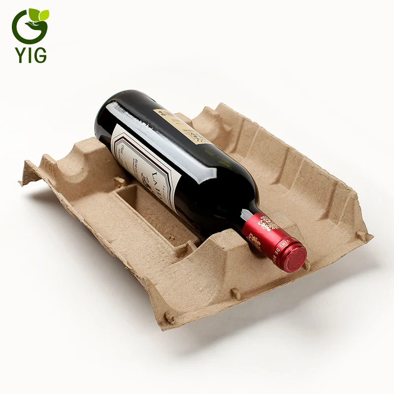 
Disposable Pulp Molded Wine Bottle Tray 