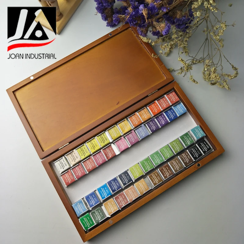 artist painting pigment solid watercolor paint wooden box set