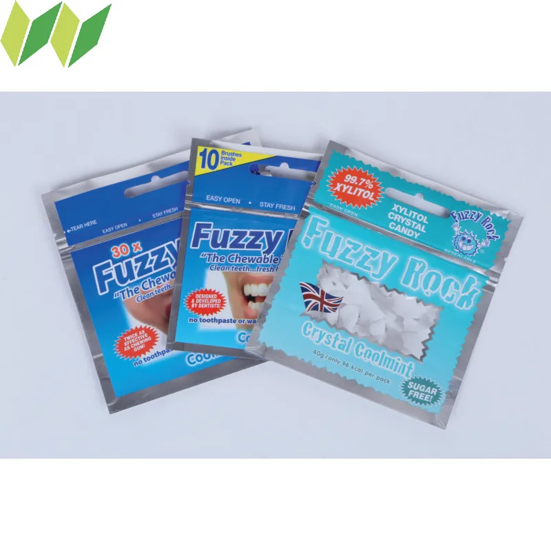 stand up pouch bag for ginger / xylitol crystal candy / mints packaging bags