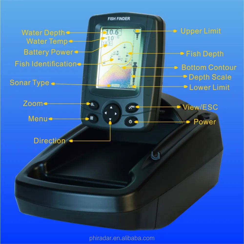 HD carp fishing sonar fish detector, echo sounder and fish finder