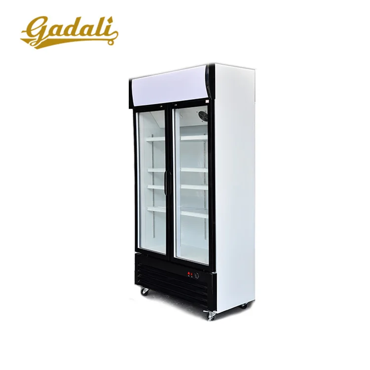 Commercial soft drink refrigerator display double glass door used beverage cooler