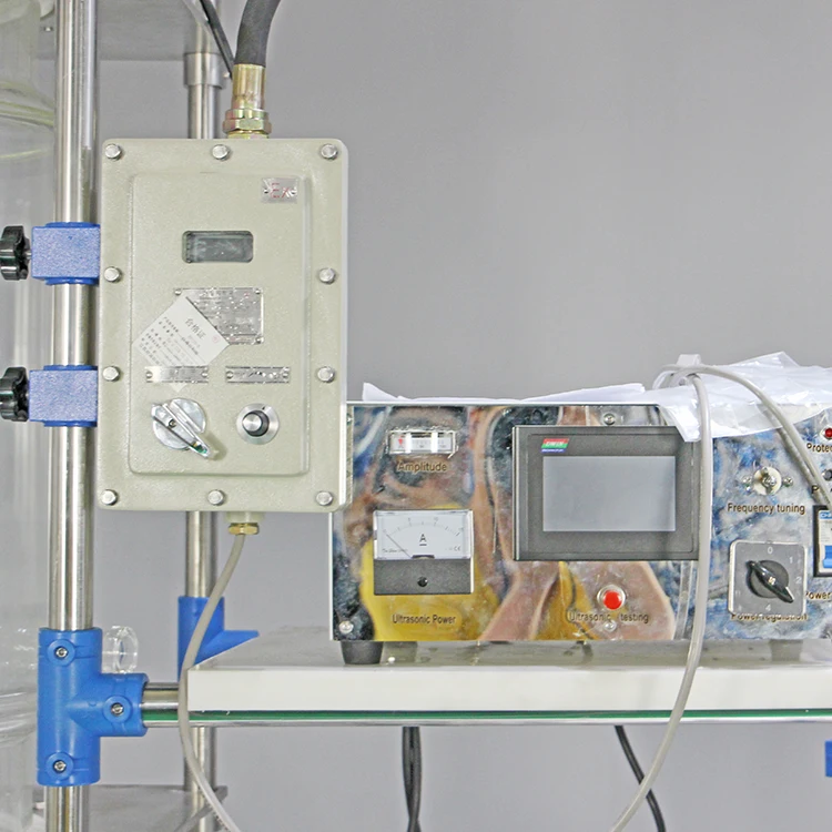 Chemical glass reactor with ultrasonic wave system