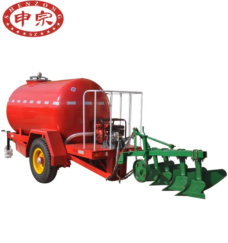 3ton tractor water irrigation tanker on trailer with planter and plough