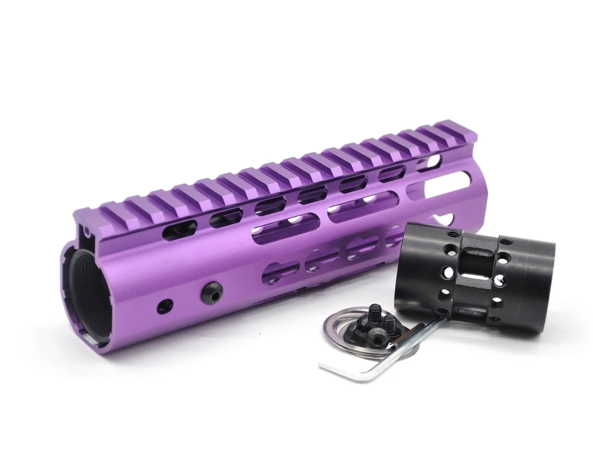 
Purple NSR 7 Inches Length Free Float AR15 KeyMod Handguard Rail Mounted with Steel Barrel Nut for AR-15 