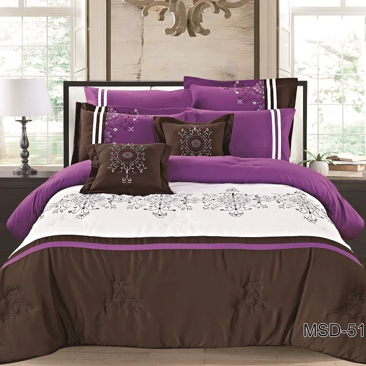 KOSMOS best quality bed linen 100% polyester embroidery lace luxury dubai bed Comforter Set