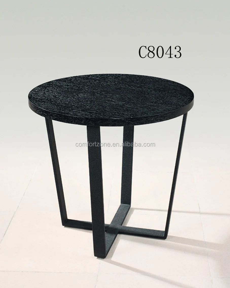 
C8043 cheap black metal leg mdf wood top coffee table for cafe 