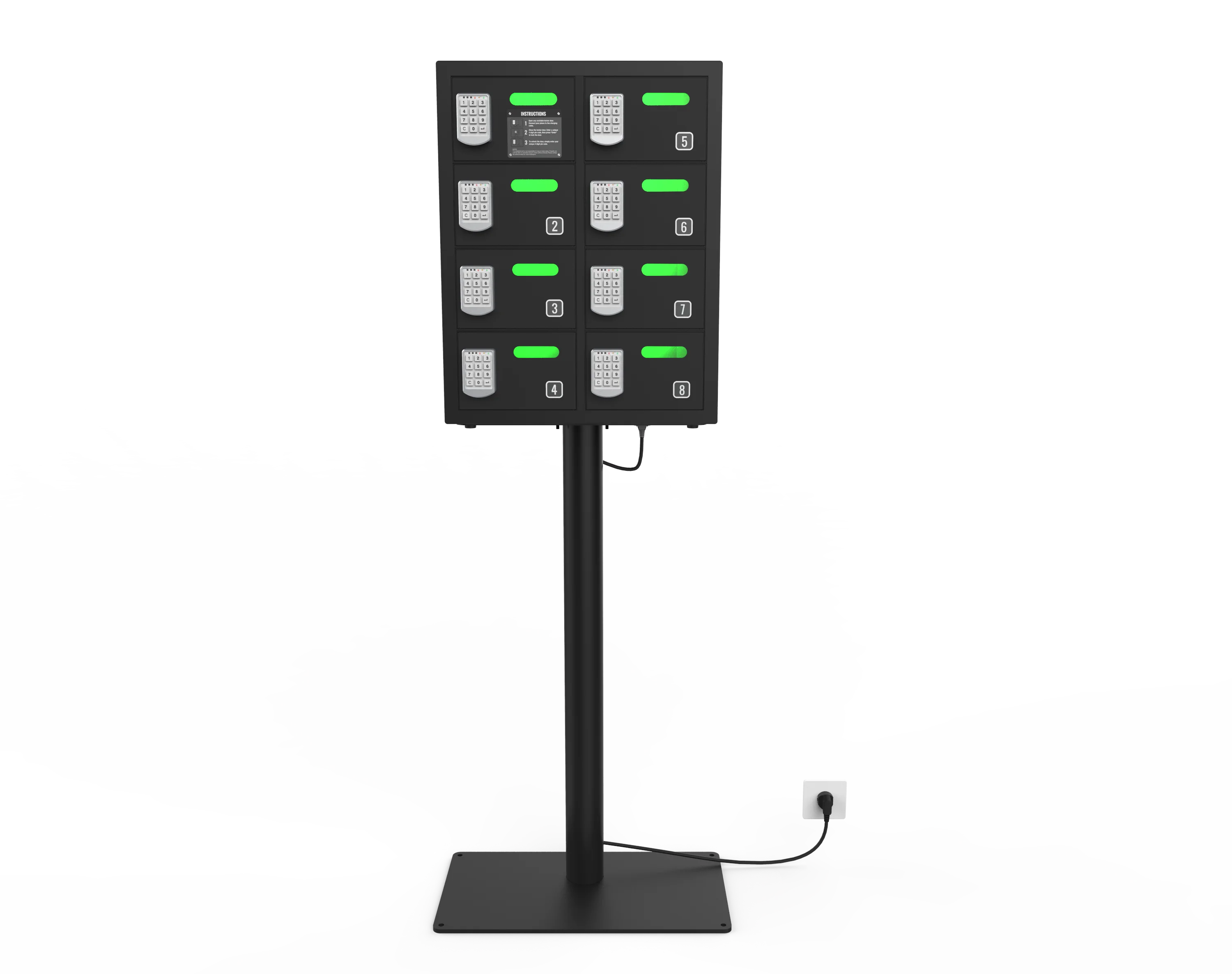 Oread 6 pin code locker for hospitality industry Oread SCL-02-M kidigi charging station