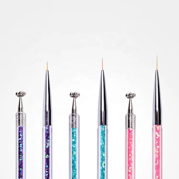 
Double Use Flower Magnet Pen Plastic Acrylic Handle Nylon Liner Painting Nail Brush Nylon Stripe Brush Cat Eye Magnetic Pen 