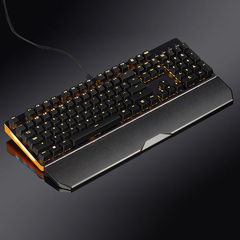 Высокое качество OEM 104 клавиши синий переключатель RGB черная подсветка механическая клавиатура для игр