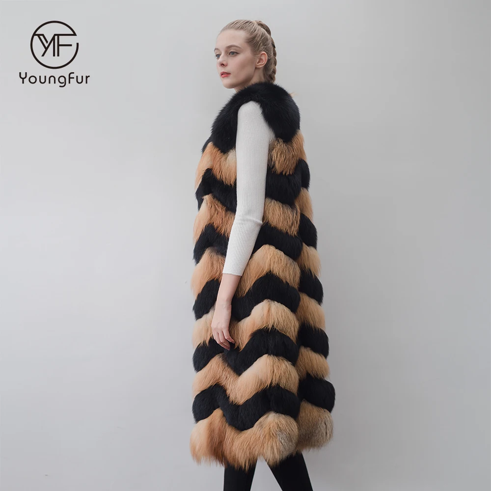 OEM Service winter long women warm red fox fur vest