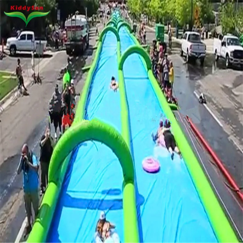 Outdoor exciting very long Inflatable Water slide, durable PVC Inflatable Water park slide tube for kids and adults