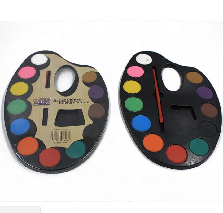 12 pcs half pan solid dry water color cake 4cm artist palette paint for drawing