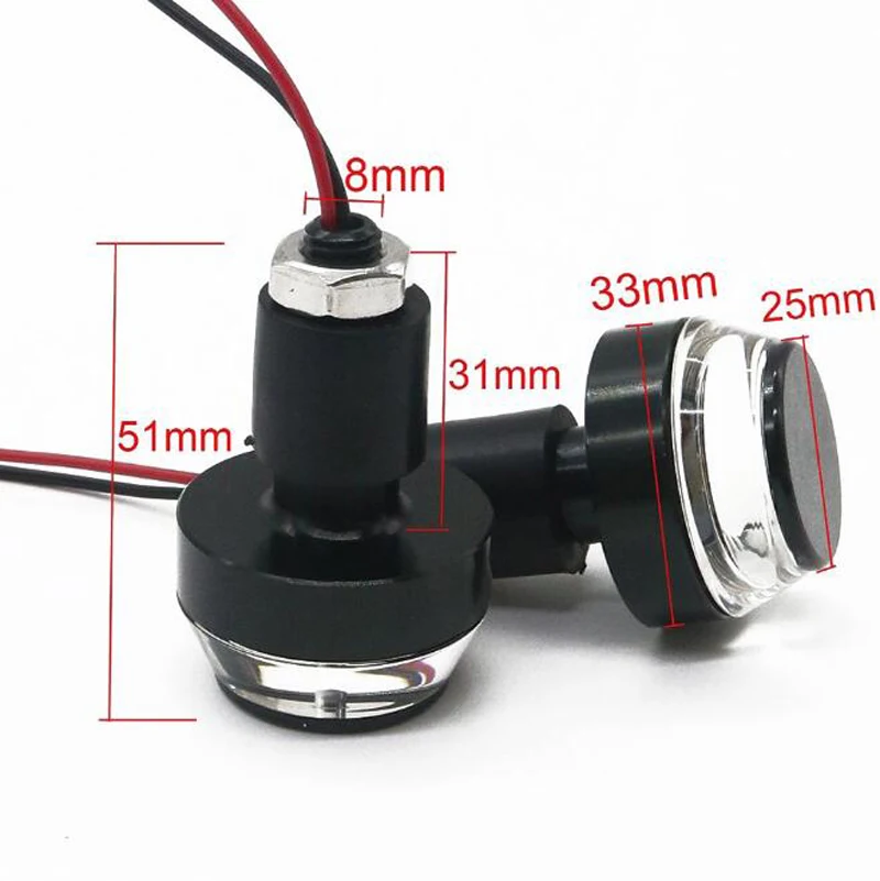 White Amber Dual Color Motorcycle Turn Signal Lamp  LED Handle Bar End Indicator Grip Plug Turn Signal Light for Motorcycle