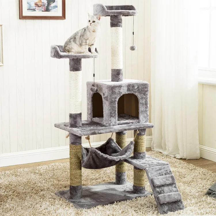 Cute  boom amusing cat scratcher with swing toy wholesale indoor cat furniture