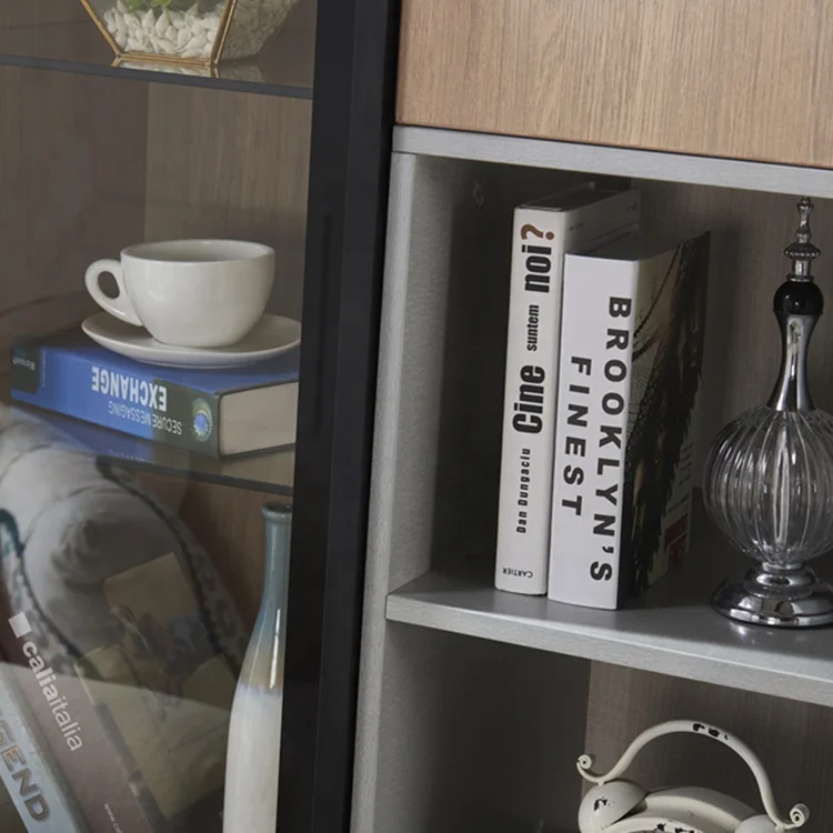 
Simple Style Wood mdf Living Room Display Cabinet With Glass Door 