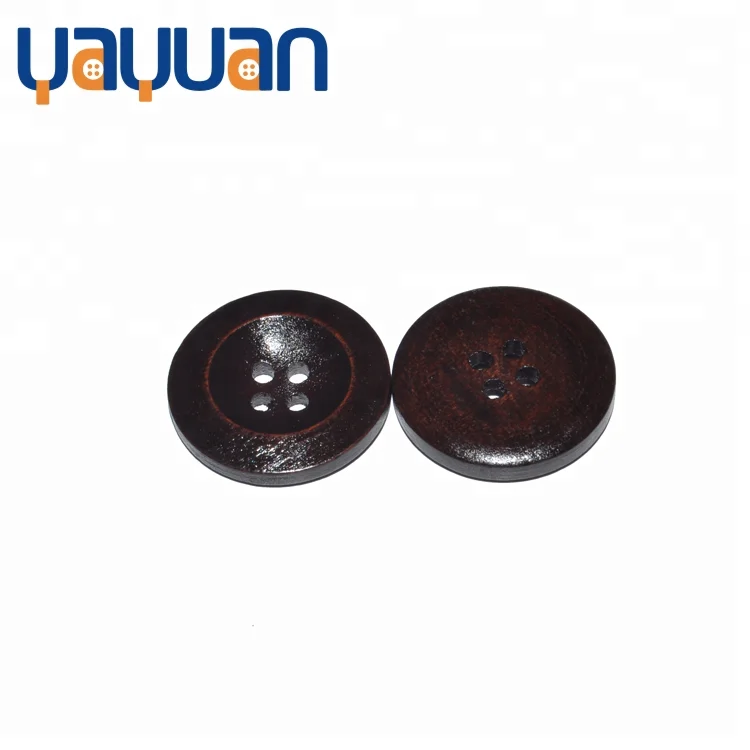 Round fashion overcoat wood 4holes dark brown button natural environment color customized