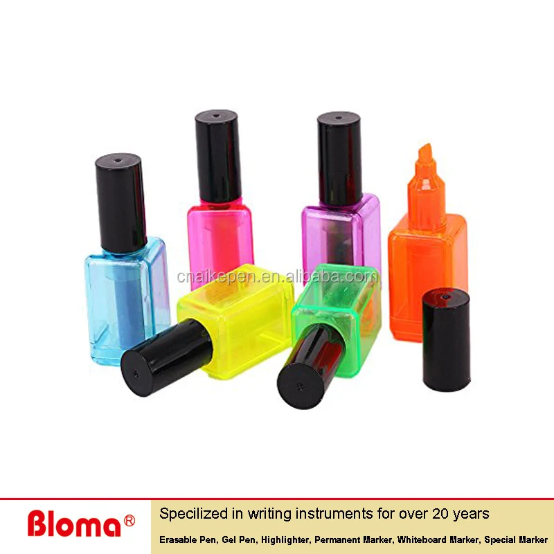 Novelty design Nail Polish bottle shape highlighter marker for promotional